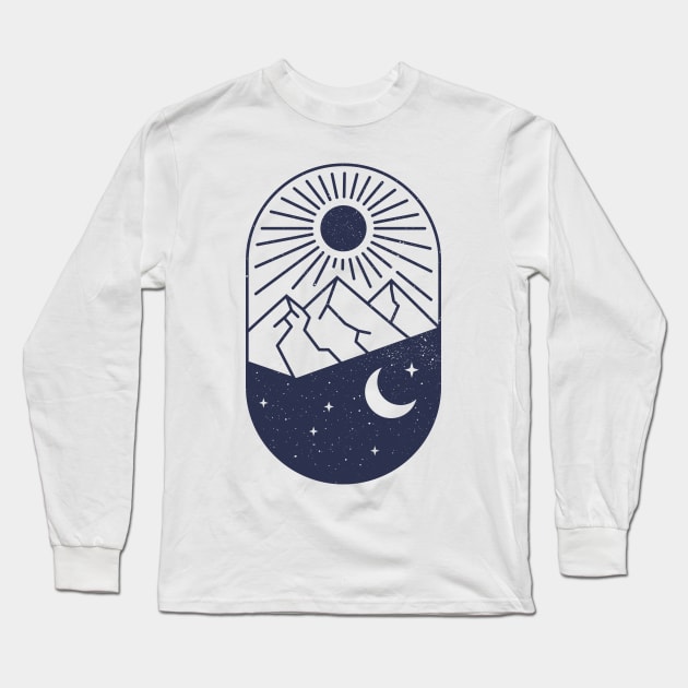 Day And Night Mountain Long Sleeve T-Shirt by mouze_art